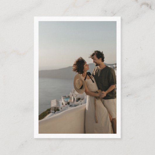 Boho Modern Calligraphy QR Code Foto Wedding RSVP Begleitkarte (Rückseite)