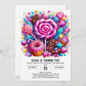 Boho Modern Candyland Digital Geburtstag Einladung (Vorne/Hinten)