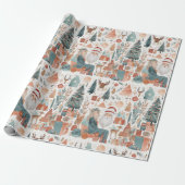 Boho Modern Christmas Holiday Collage Geschenkpapier (Ungerollt)