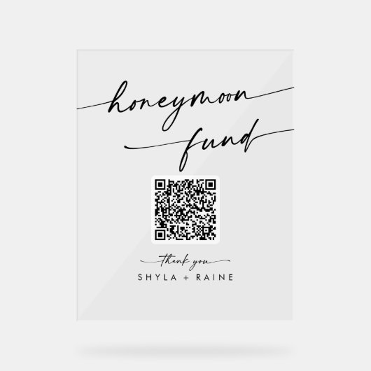 Boho Modern Clear Acrylic Wedding Honeymoon Fund Acrylschild (Vorderseite)