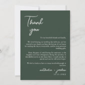 Boho Modern Dark Green Foto Hochzeit Vielen Dank C Dankeskarte (Rückseite)