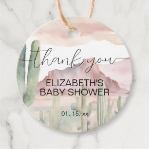 Boho Modern Desert Nature Cactus Baby Shower Geschenkanhänger
