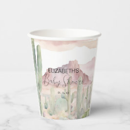 Boho Modern Desert Nature Cactus Baby Shower Pappbecher