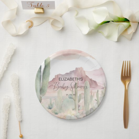 Boho Modern Desert Nature Cactus Baby Shower Pappteller (Hochzeit)
