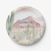 Boho Modern Desert Nature Cactus Baby Shower Pappteller (Vorderseite)