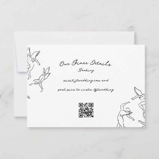 Boho Modern Doodle Wedding Website Qr Code RSVP Karte (Rückseite)