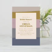 Boho Modern Dusty Mauve Blue Striping Brautparty Einladung (Stehend Vorderseite)