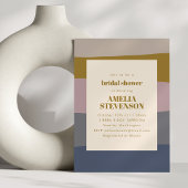 Boho Modern Dusty Mauve Blue Striping Brautparty Einladung