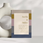 Boho Modern Dusty Mauve Gold Beige Strippenhochzei Einladung