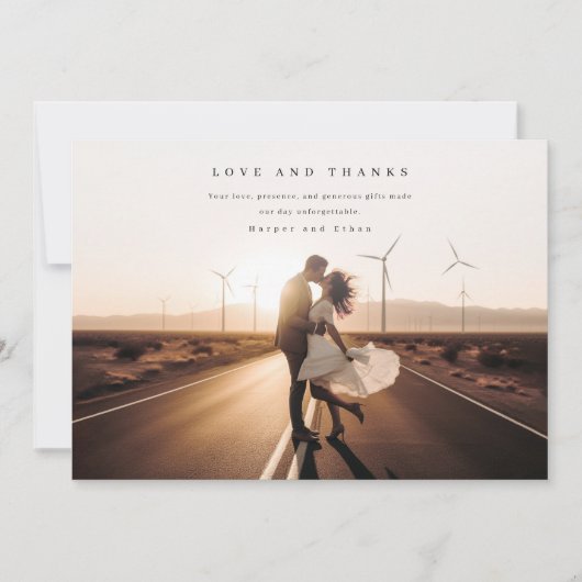 Boho Modern Elegant Wedding Foto Danke Karte (Vorderseite)