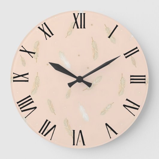 Boho Modern Feathers Luxury Collection Große Wanduhr (Vorderseite)