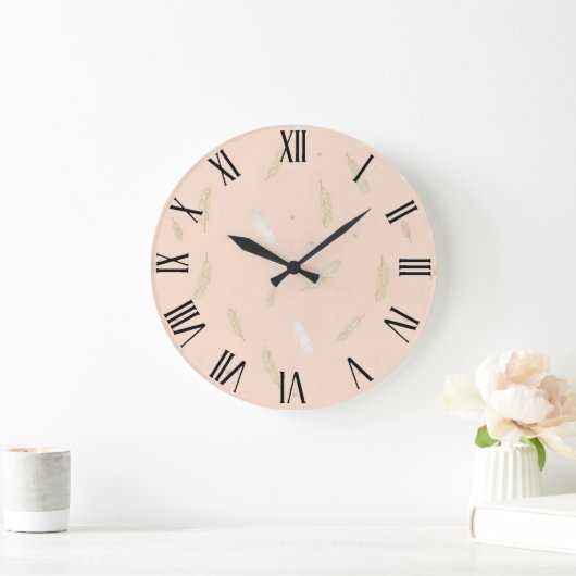 Boho Modern Feathers Luxury Collection Große Wanduhr (Zuhause)