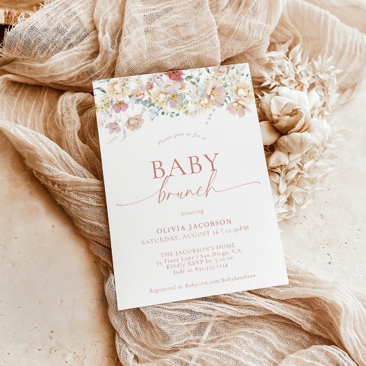 Boho Modern Floral Baby Dusche | Girl Baby Brunch Einladung