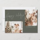 Boho Modern Foto Christmas Card | Happy Holidays Einladung (Vorderseite)