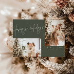 Boho Modern Foto Christmas Card | Happy Holidays Einladung<br><div class="desc">Die wunderschöne Weihnachtskarte des Fotos besticht durch moderne Kalligraphie und ein minimalistisches Design. Anpassen Sie die meisten Formulierungen,  fügen Sie eigene Fotos hinzu,  passen Sie Text und Hintergrundfarbe am besten an Ihren Stil an!</div>