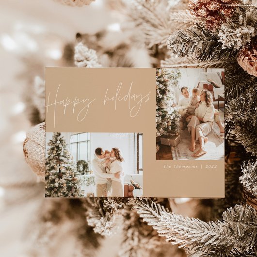 Boho Modern Foto Christmas Card | Happy Holidays Einladung