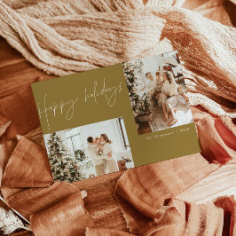 Boho Modern Foto Christmas Card | Retro-Urlaub Einladung