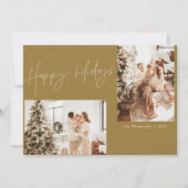 Boho Modern Foto Christmas Card | Retro-Urlaub Einladung (Vorderseite)