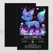 Boho Modern Fox Digital Geburtstag Einladung (Vorne/Hinten)