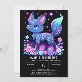 Boho Modern Fox Digital Geburtstag Einladung