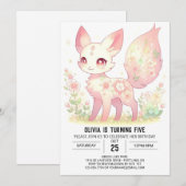 Boho Modern Fox Digital Geburtstag Einladung (Vorne/Hinten)