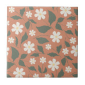 Boho Modern Gänseblümchen-Muster Terrakotta-Salbei Fliese (Vorderseite)