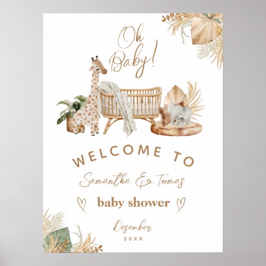 Boho Modern Gender Neutral Baby Dusche Poster (Vorne)