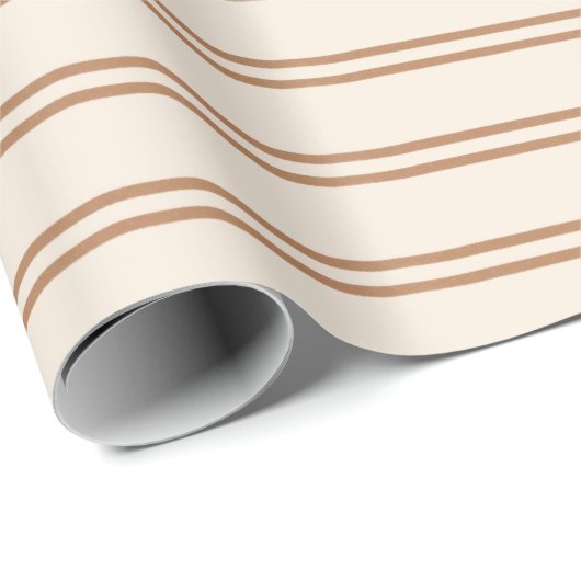 Boho Modern Gender Neutral Striped Beige Brown Tan Geschenkpapier (Rolleneckpunkt)