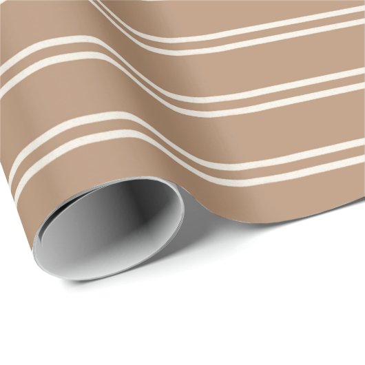 Boho Modern Gender Neutral Striped Simple Brown Geschenkpapier (Rolleneckpunkt)