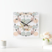 Boho modern geometric wallpaper quadratische wanduhr (Zuhause)