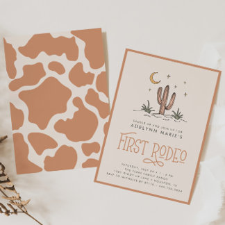 Boho Modern Girls First Rodeo 1. Geburtstag Einladung