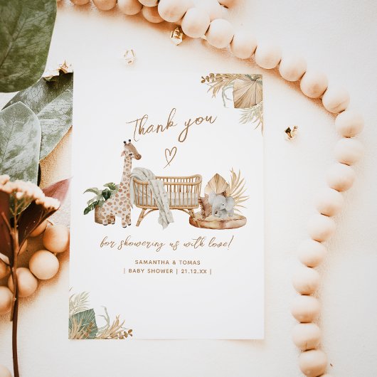 Boho Modern Heart Gender Neutral Baby Shower Dankeskarte