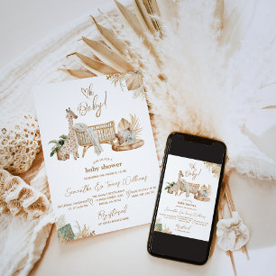 Boho Modern Heart Gender Neutral Baby Shower Einladung