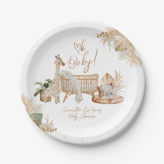 Boho Modern Heart Gender Neutral Baby Shower Pappteller (Vorderseite)