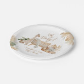 Boho Modern Heart Gender Neutral Baby Shower Pappteller (Schrägansicht)