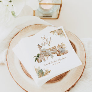 Boho Modern Heart Gender Neutral Baby Shower Serviette