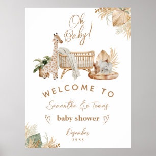 Boho Modern Heart Schriftart Babydusche Poster