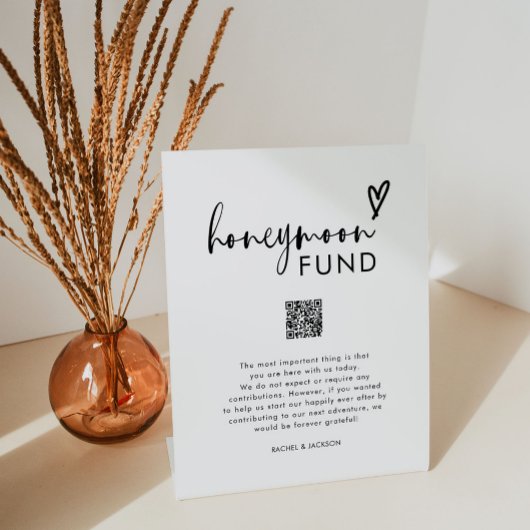Boho Modern Honeymoon Fund QR will gut unterschrei Sockelschild