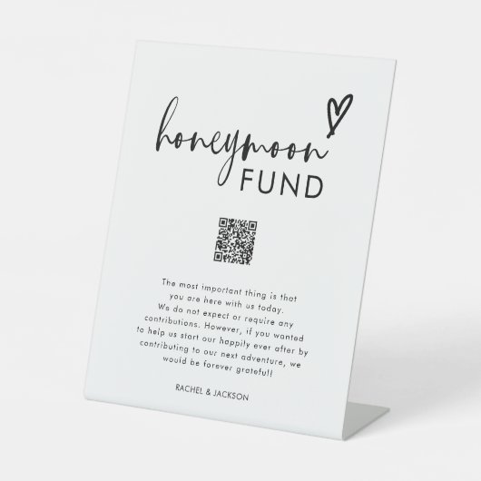 Boho Modern Honeymoon Fund QR will gut unterschrei Sockelschild (Vorderseite)