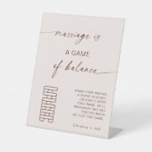 Boho Modern Jenga Gästebuch Wedding Sign Sockelschild (Vorderseite)