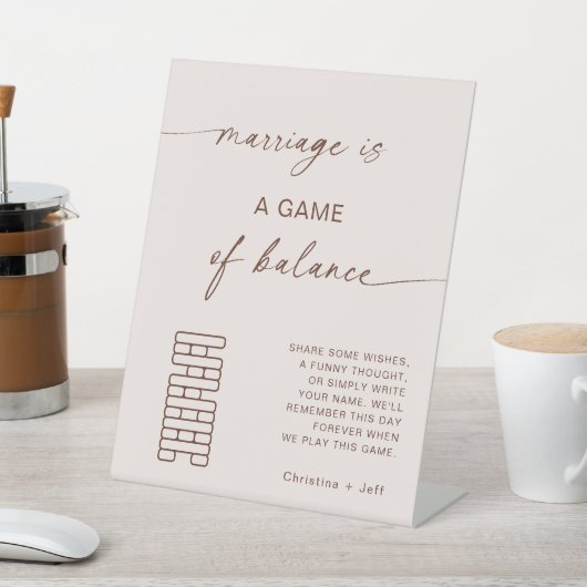 Boho Modern Jenga Gästebuch Wedding Sign Sockelschild (In SItu)