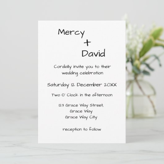 Boho Modern Minimalist Wedding Invitation Einladung (Stehend Vorderseite)