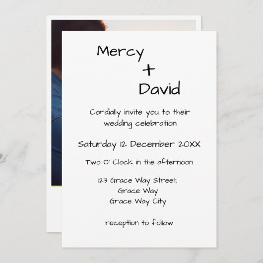 Boho Modern Minimalist Wedding Invitation Einladung (Vorne/Hinten)