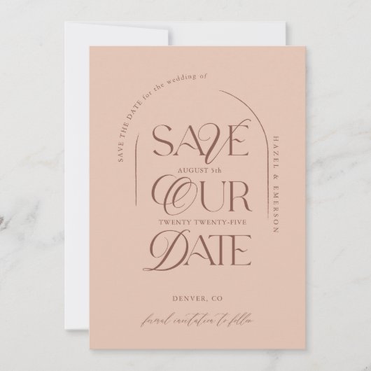 Boho Modern Minimalistisch Arch Foto Save the Date Einladung (Vorderseite)