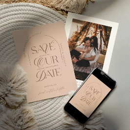 Boho Modern Minimalistisch Arch Foto Save the Date Einladung