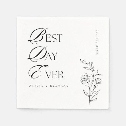 Boho Modern Minimalistisch Best Day Ever Wedding Serviette (Vorderseite)