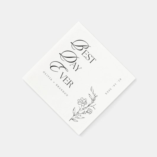 Boho Modern Minimalistisch Best Day Ever Wedding Serviette (Ecke)