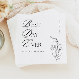 Boho Modern Minimalistisch Best Day Ever Wedding Serviette