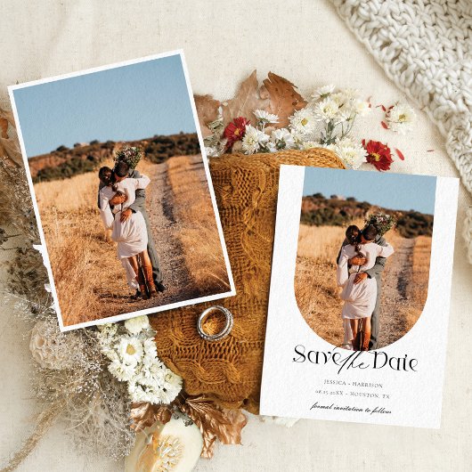 Boho Modern Minimalistisch Foto Arch Save the Date