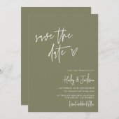 Boho Modern Minimalistisch Green Save the Date Car Einladung (Vorne/Hinten)